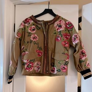 Anthropologie Embroidered Bomber Jacket